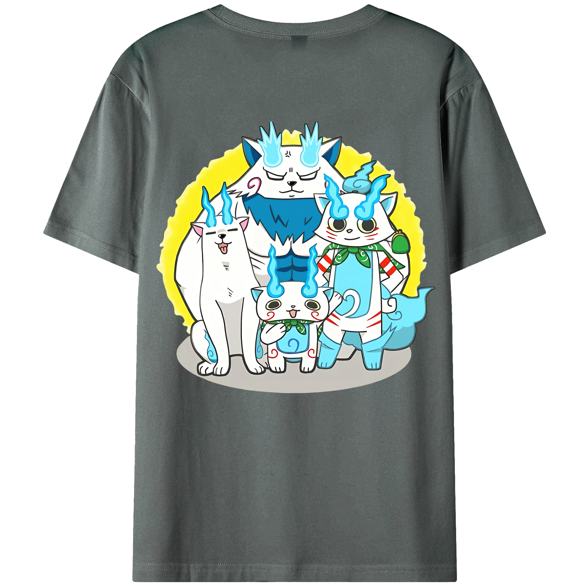 （画像用） 妖怪ウォッチ Yo-kai Watch 綿100％ メンズ半袖Tシャツ（バックプリント） 通気性